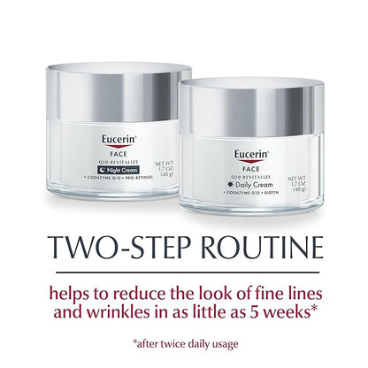 Eucerin Q10 Skin Care Set, Anti Wrinkle Daily Face Cream with Biotin (1.7 Oz) + Anti Wrinkle Night Cream with Pro-Retinol (1.7 Oz), Fragrance Free Face Moisturizer for All Skin Types