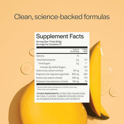 Gainful Hydration Powder Packets, Caffeine Free with Key Electrolytes Magnesium and Sodium, Energy Support, Low Sugar, Tropical Mango, 21 Sticks