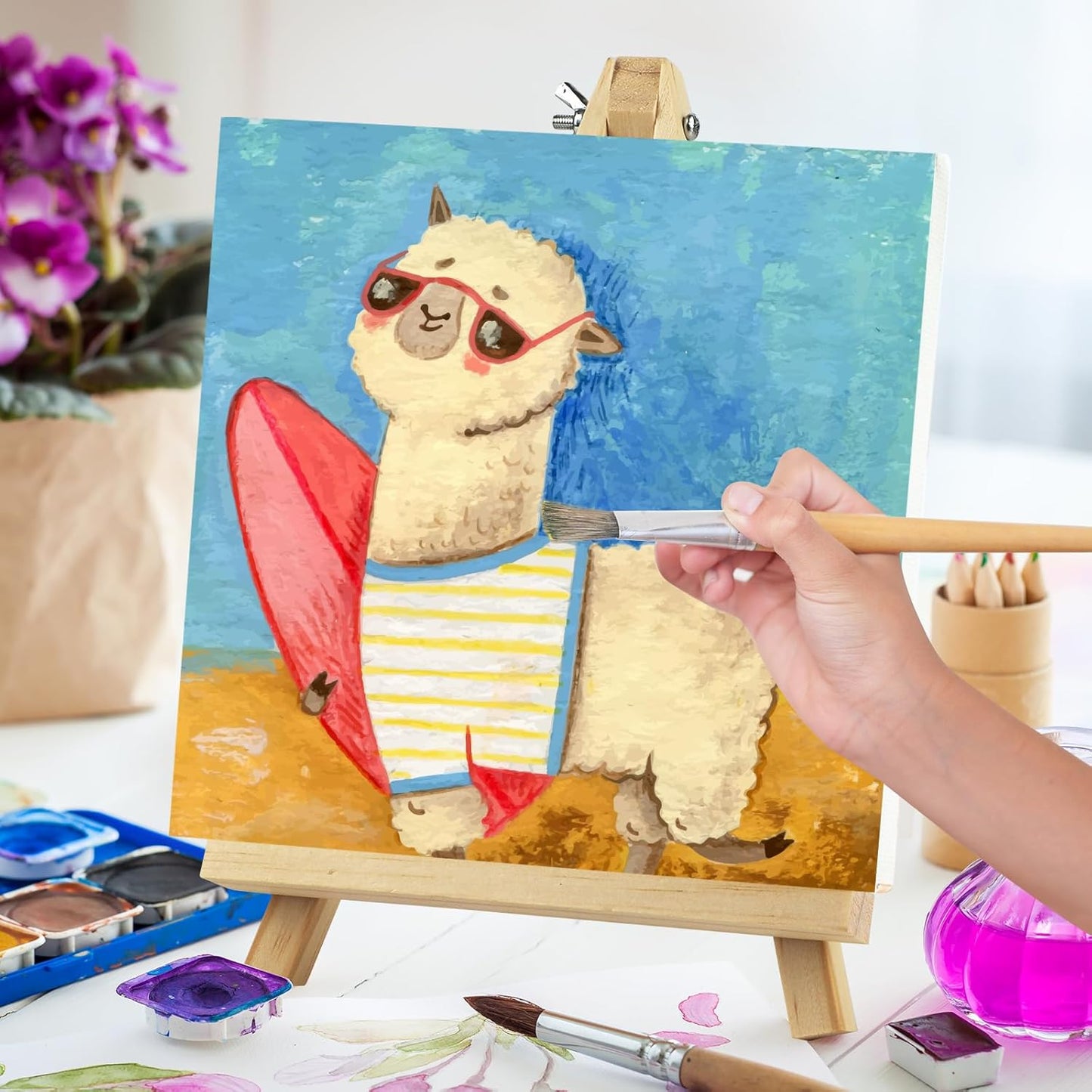 10 Pack 9 Inch Wooden Easel Stand, Portable A-Frame Tabletop Display Easel for Painting, Canvas, Signs,Photos, Art Easel for Kids, Students, Beginners（Need Assemble）