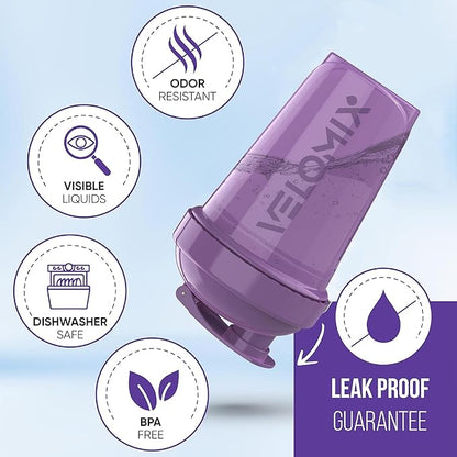 '-2 Pack- 20 oz Protein Shaker Bottles for Protein Mixes - 2x Wire Whisk | Leak Proof Shaker Cups for Protein Shakes and Pre Workout | Protein Shaker Bottle Pack (Purple&Black)