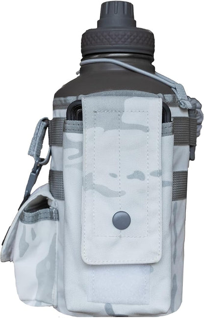 Iron Infidel Battle Bottle - Half Gallon Insulated Water Bottle with Paracord Handle, 64 oz Stainless Steel 2L Water Jug with Rugged, Removable Sleeve for Keys, Wallet, & Phone (Arctic Camo 2 Liter)
