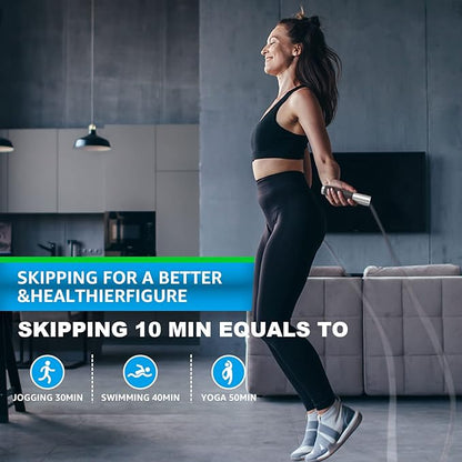 Weighted Jump Rope for Men, Women (1.5LB) - Alloy Steel Handles, Speed Skipping Rope, Gym,Indoor/Outdoor - Fitness, Workout, Boxing - Solid PVC & Cotton Rope