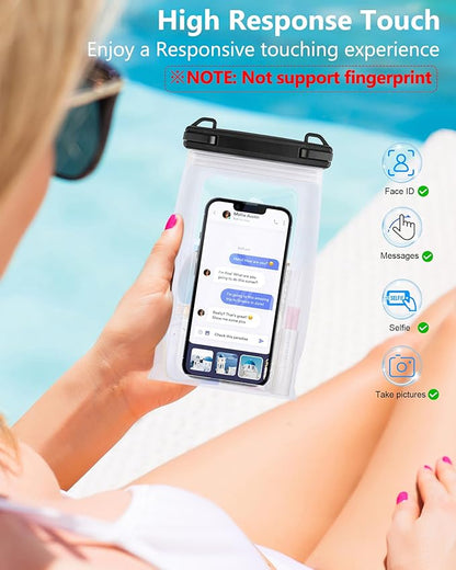 IPX8 Waterproof Phone Pouch Floating, [Expandable Space] Waterproof Bag, Cell Phone Dry Bag with Adjustable Lanyard for iPhone Samsung Google Up to 7.0" White