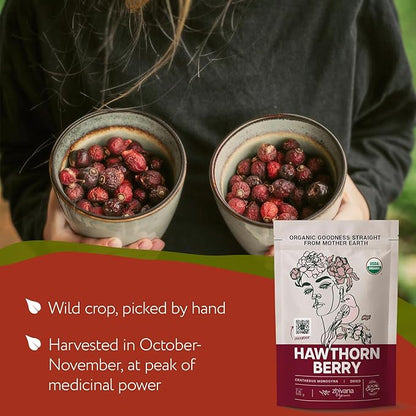 Hawthorn Berry Tea Organic (32oz.) - Hawthorne Berries for Herbal Tea, Tinctures, Recipes - Wild Crop - European Origin