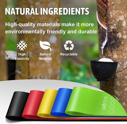 Resistance Bands for Working Out, Exercise Bands Resistance Bands Set with 5 Resistance Levels, Multi-Colored Workout Bands for Indoor & Outdoor Fitness, Leg Strength Training, Yoga