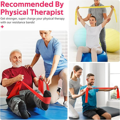 Resistance Bands for Working Out, Exercise Bands for Physical Therapy, Stretch, Recovery, Pilates, Rehab, Strength Training and Yoga Starter Set