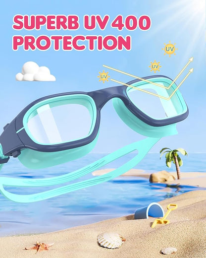 Kids Swim Goggles,Swimming Goggles for Kids 6-14, Anti-Fog UV Protection Pool Glasses for Boys Girls