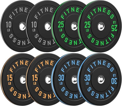 2 Inch Bumper Plates，10-500lbs，Barbell Rubber Olympic Weight Plates Set for Home Gym, Strength Training & Weight Lifting, Multiple Options Colors