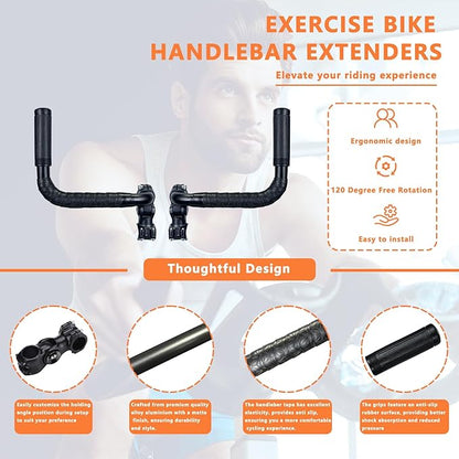 Handlebar Extender for Peloton Indoor Exercise Bikes, 1 Pair of Ultimate Handlebar Extension of Peloton Accessories (Sheep-horn (with Black Tapes & Grips))