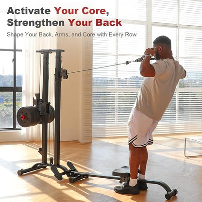 TOUSAINS Cable Machine Home Gym, 330 Lbs Plates Loaded Cable Crossover Machine, 2 in 1 Functional Trainer with Rowing Machine, Space Saving Design for Home Gym