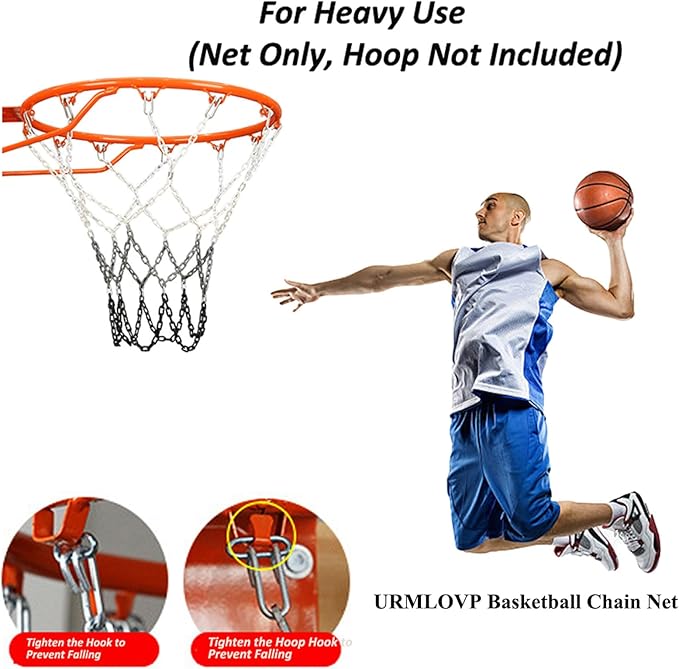 2 LBS Chain Basketball Net Heavy Duty Outdoor 0.12 Inch