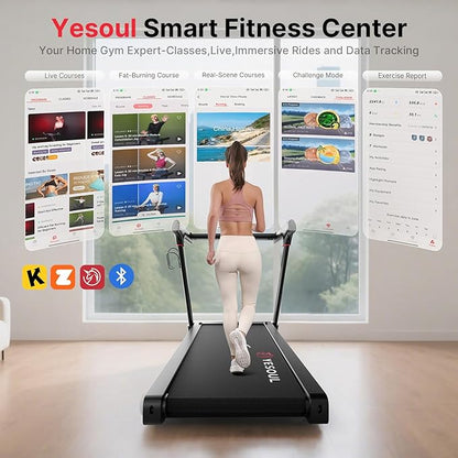 Yesoul Walking Treadmill for Seniors with Long Handrails – 4 Major Safety Protections, Emergency Stop Button, Treadmill for Home 300 lbs Capacity, Recovery Walking Machine with LED Display