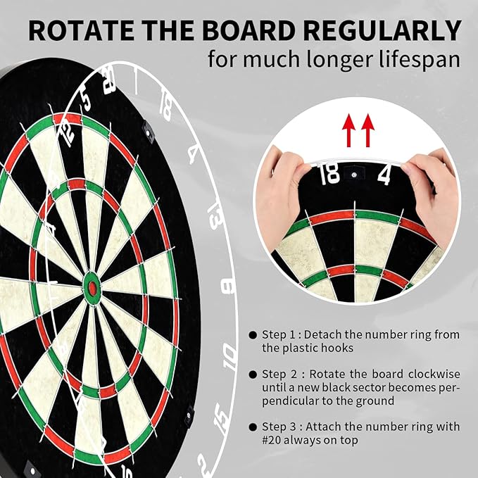 EVA Dartboard Surround Wall Protector, Sisal/Bristle Dartboard and 18g Steel Tip Darts Set Optional