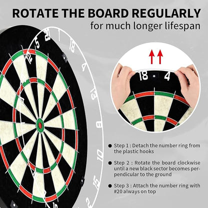 EVA Dartboard Surround Wall Protector, Sisal/Bristle Dartboard and 18g Steel Tip Darts Set Optional