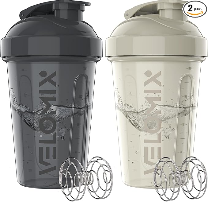 '-2 Pack- 20 oz Protein Shaker Bottles for Protein Mixes - 2x Wire Whisk | Leak Proof Shaker Cups for Protein Shakes and Pre Workout | Protein Shaker Bottle Pack