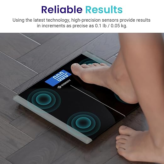 Etekcity Bathroom Scale for Body Weight, Highly Accurate Digital Electronic Weighing Machine for People, LCD Display, Large Size, 6mm Tempered Glass for Safe Home Use, Batteries Included, 400 lbs