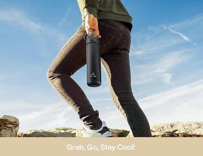 26 oz Insulated Water Bottle with 2-in-1 Straw and Spout Lid, Keep Cold 24H, Leak-Proof, Fits in Car Cup Holder, Stainless Steel Water Bottle for Sports, Travel, Gym, and School (Mushie Muse)