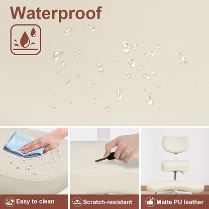 Meditation Chair Cross Legged ADHD Office Chair for Adults with Wheels Ergonomic Back Support and Leg Rest for Multi Position Criss Cross Sitting Kneeling and Yoga Height Adjustable, Leather Style