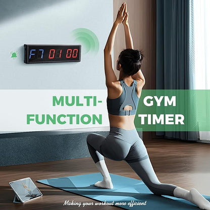 15'' Bluetooth Gym Timer Clock for Home Gym Digital Display Gym Clock Stopwatch Interval Workout Timer Adjustable Buzzer Volume with Remote and APP Control for Sport Boxing Fitness Kitchen