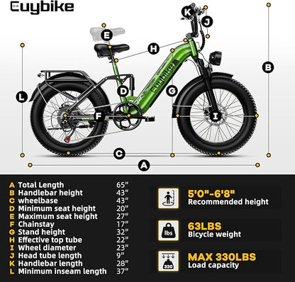 Electric Bike for Adults 1400W Peak, 48V 20AH(960WH) Removable Battery, 20"x4" Fat Tire Full Suspension 80 Miles Range Step-Thru 30+MPH Hunting Ebike, 7-Speed Dual Brakes Electric Bicycle