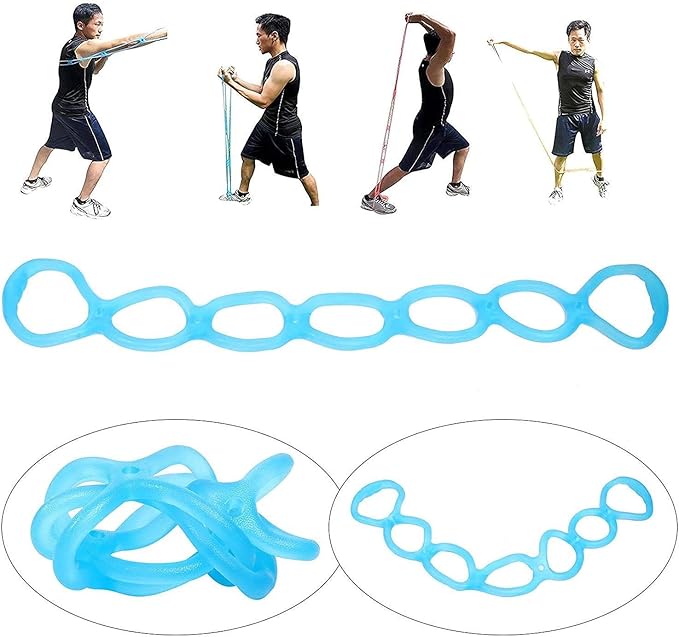 7 Rings Stretch Exercise Band, Portable Silicone Elastic Resistance Band Pilates Flexbands Yoga Stretching Strap Physical Therapy Rehab Belt, Home Gym Workout Equipment for Full Body Exercise