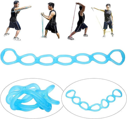 7 Rings Stretch Exercise Band, Portable Silicone Elastic Resistance Band Pilates Flexbands Yoga Stretching Strap Physical Therapy Rehab Belt, Home Gym Workout Equipment for Full Body Exercise