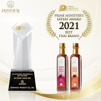 Homtiem Black Garlic Cider Vinegar – Naturally Fermented Vinegar Made with Black Garlic and Cider Vinegar, Gluten Free, Rich in Health Benefits, Ideal for Salad Dressings, Sauces, Drinks, and Healthy Recipes (350ml, Pack of 2)