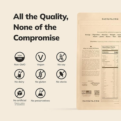 Ka’Chava Whole Body Meal Shake Chocolate 2 lb – Vegan Protein Powder with 85+ Superfoods & Greens – Plant-Based Meal Replacement with Probiotics & Digestive Enzymes – Gluten & Dairy Free (15 Servings)