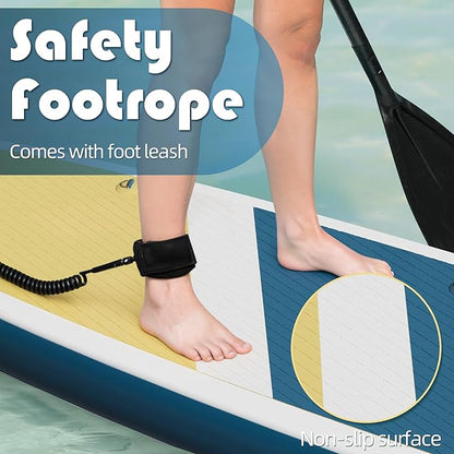 Inflatable Stand Up Paddle Board with SUP Accessories & Backpack. Paddle Boards for Adults. Non-Slip Deck, Wide Stance, Bottom Fin, Double Action Pump.