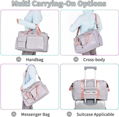 FIORETTO Women's Gym Duffle Bag with Shoes Compartment, 37L Capacity, Ideal for Travel, Gym, Sports, Duffel, Weekender