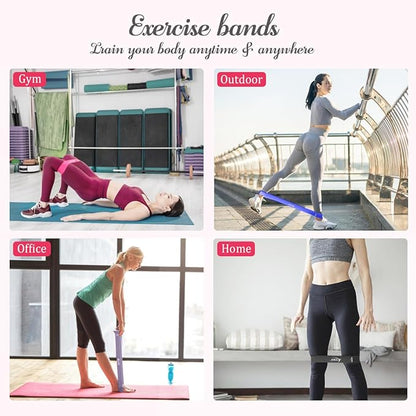 VEICK Resistance Loop Exercise Bands, Elastic Workout Bands for Men Women, Set of 5 Different Resistance Levels Stretch Band for Home Fitness Stretching Strength Training Physical Therap