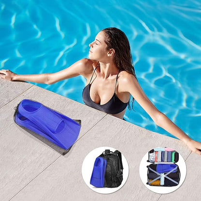 Gintenco Swim Fins, Kids Swim Training Fins for Lap Swimming, Travel Size Flippers with Mesh Bag, Silicone Swimming Fins for Kids Teens Adults Women Men