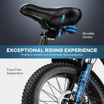 Foldable Electric Bike for Adults, Peak 1000W Brushless Motor 30MPH 70Miles City Commuter Ebike, 48V 20AH Lithium Battery, 20" Fat Tire 7-Speed E-Bicycle with Front Suspension Colourful LCD Display