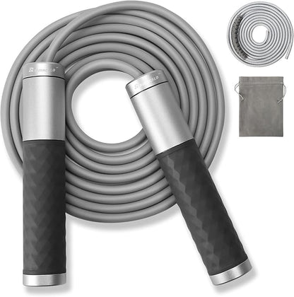 Weighted Jump Rope for Men, Women (1.5LB) - Alloy Steel Handles, Speed Skipping Rope, Gym,Indoor/Outdoor - Fitness, Workout, Boxing - Solid PVC & Cotton Rope