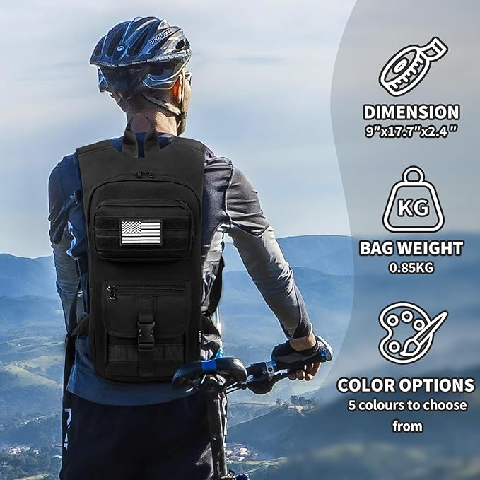 Hydration Backpack, Tactical Molle Water with 2L TPU Water Bladder, for Men Women Lightweight Water Backpack, Hydration Pack for Hiking, Biking, Climbing and Hunting