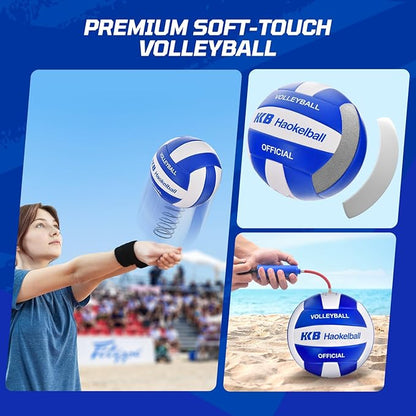 Haokelball Volleyball Net for Backyard Outdoor Portable Volleyball Net Set with Volleyball Antennas, Aluminum Poles, Tension Adjuster and Volleyball