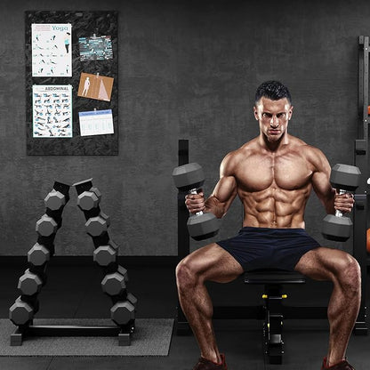 Rubber Coated Hex Dumbbell Weight Set, Multiple Sizes Exercise & Fitness Dumbbells,100LB Set,110LB Set,200LB,350LB,450LB,550LB, 35-50Lbs Pairs for Muscle Toning, Strength Building & Full Body Workout