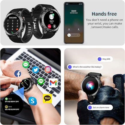 1.85 in Smart Watch for Men with Built-in Alexa, Full-Featured Fitness Tracking, Waterproof, Health Monitoring, Multiple Sports Modes, Compatible with Android and iOS