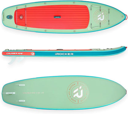 iROCKER Cruiser 7.0 Inflatable Stand Up Paddle Board Premium SUP and Accessories - Beginner Friendly - Extra Wide Base - Tandem Capable