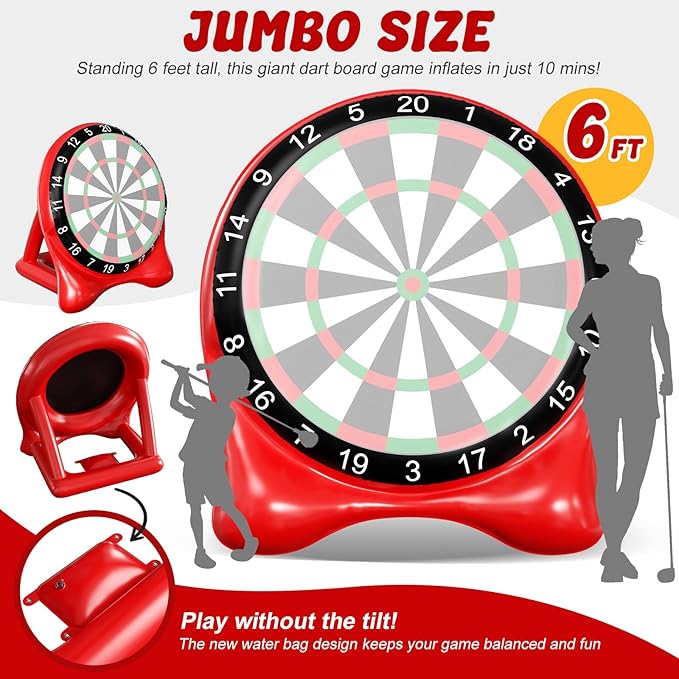 Inflatable Soccer Dart Board, Giant Kick Darts,Indoor Outdoor Lawn Yard Games for Kids Adults Family, Big Jumbo Carnival Games for Party | 6ft Dart Boards with Pump Accessories