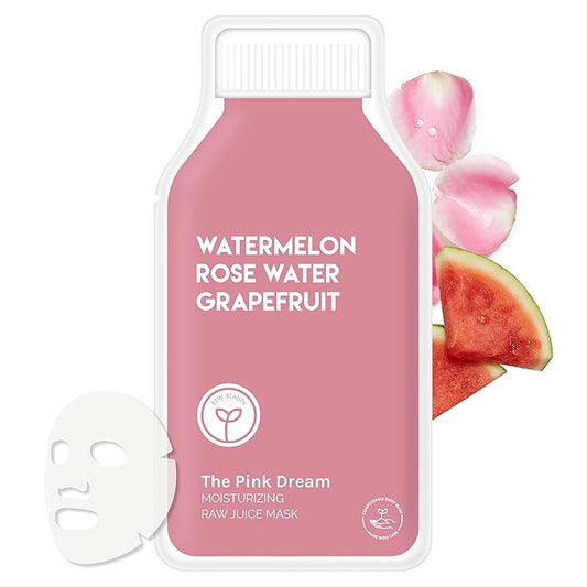ESW Beauty The Pink Dream - Moisturizing Raw Juice Face Mask - Hydrating with Watermelon, Rose Water & Grapefruit for Dry, Sensitive Skin - Vitamins C & E for Radiance
