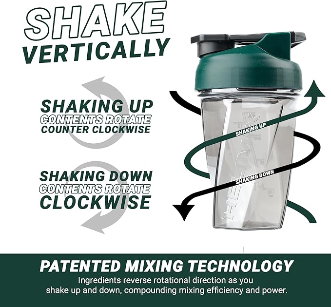 HELIMIX 1.5 Vortex Blender Shaker Bottle Holds Upto 20oz | No Blending Ball or Whisk | USA Made | Portable Pre Workout Whey Protein Drink Shaker Cup | Mixes Cocktails Smoothies Shakes | Top Rack Safe