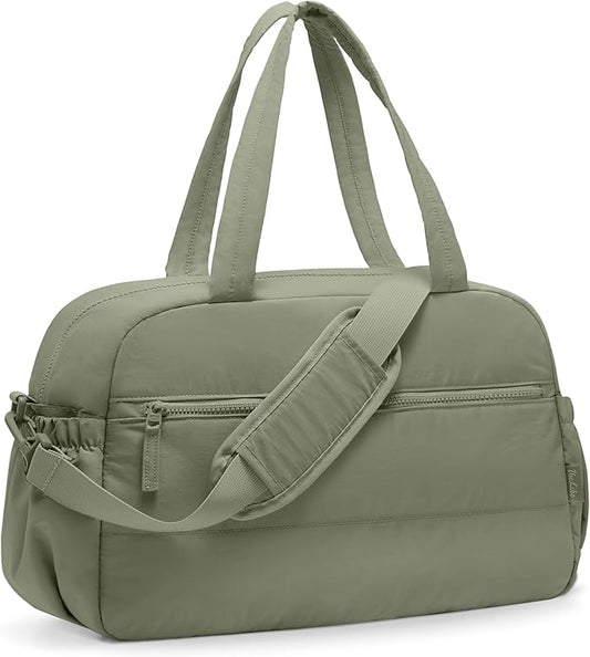 Gym Bag for Women, Travel Duffle Bags with Wet Pocket, Lightweight Carry on Bag Overnight Weekender Duffel Bag, Water Resistant (Grey Sage)