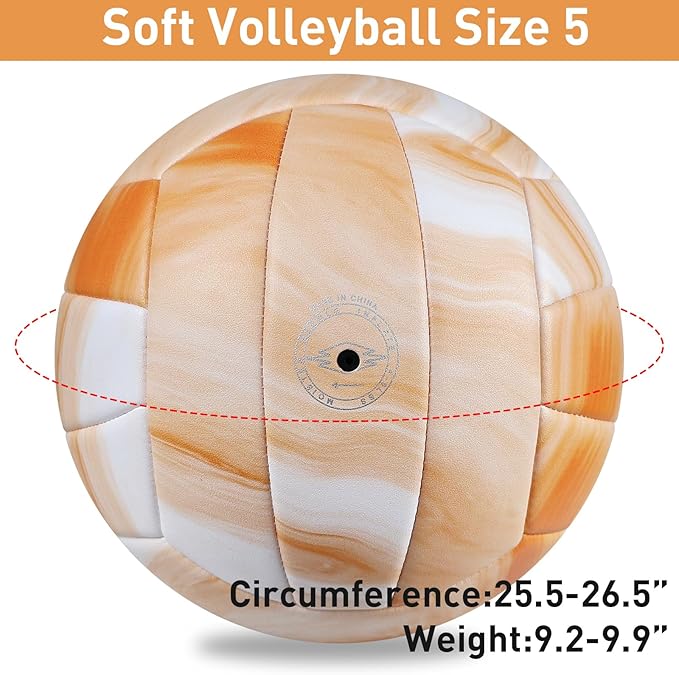 EVZOM Super Soft Volleyball Beach Volleyball Official Size 5 for Outdoor/Indoor/Pool/Gym/Training Premium Volleyballs Equipment Durability Stability Sports Ball