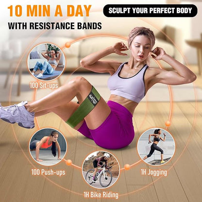 Fabric Resistance Bands for Working Out - Exercise Bands for Women and Men, Booty Bands for Legs and Glute, Yoga, Pilates, Rehab, Fitness and Home Workout