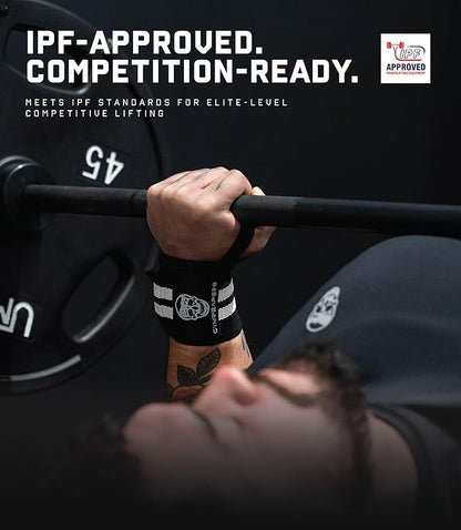 Gymreapers Weightlifting Wrist Wraps (IPF Approved) 18" Professional Quality Wrist Support with Heavy Duty Thumb Loop - Best Wrap for Powerlifting Competition, Strength Training, Bodybuilding