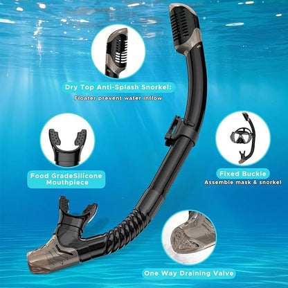 2 Pack Snorkeling Gear for Adults, Dry Snorkel, Mask Set Adult, Diving Scuba Mask, Scuba Gear, Swimming Goggles with Nose Cover, Swim Freediving Tempered Glass Panoramic View Travel Packages