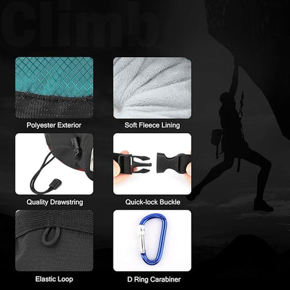 MoKo Rock Climbing Chalk Bag, Bouldering Chalk Pot Bucket with Adjustable Belt & Carabiner Drawstring Climbing Gear