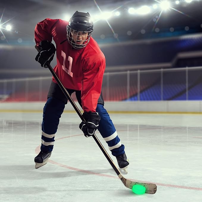 Elcoho Ice Hockey Puck, Glow in The Dark Party Pucks, Green Floor Puck Bulk with Drawstring Bag for Youth Adults Outdoor Indoor Sports Games Practicing & Training