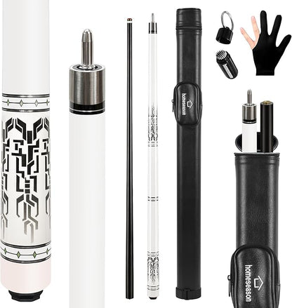 HomeSeason Glass Fiber Pool Cue 58" Professional Pool Stick 12.7mm 4-Layer Tip Low Deflection Cue Stick, 3 * 8/8Joint Pin, Ultra-Smooth, Billiard Cue Sticks